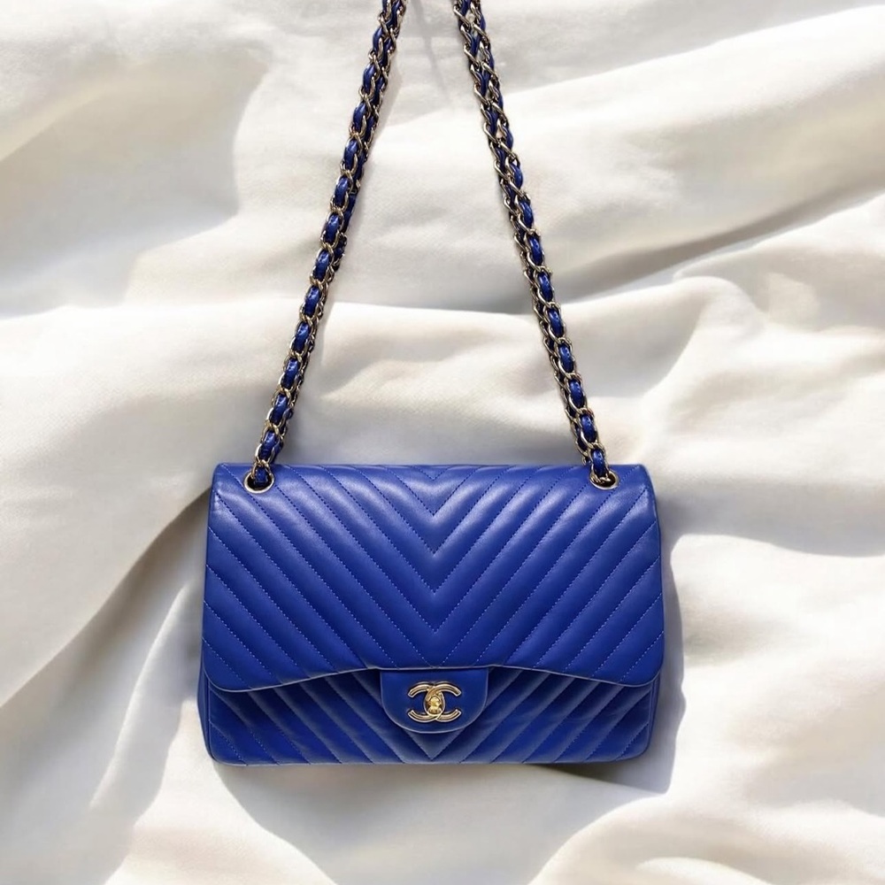 CHANEL Royal Blue Chevron Shoulder Bag